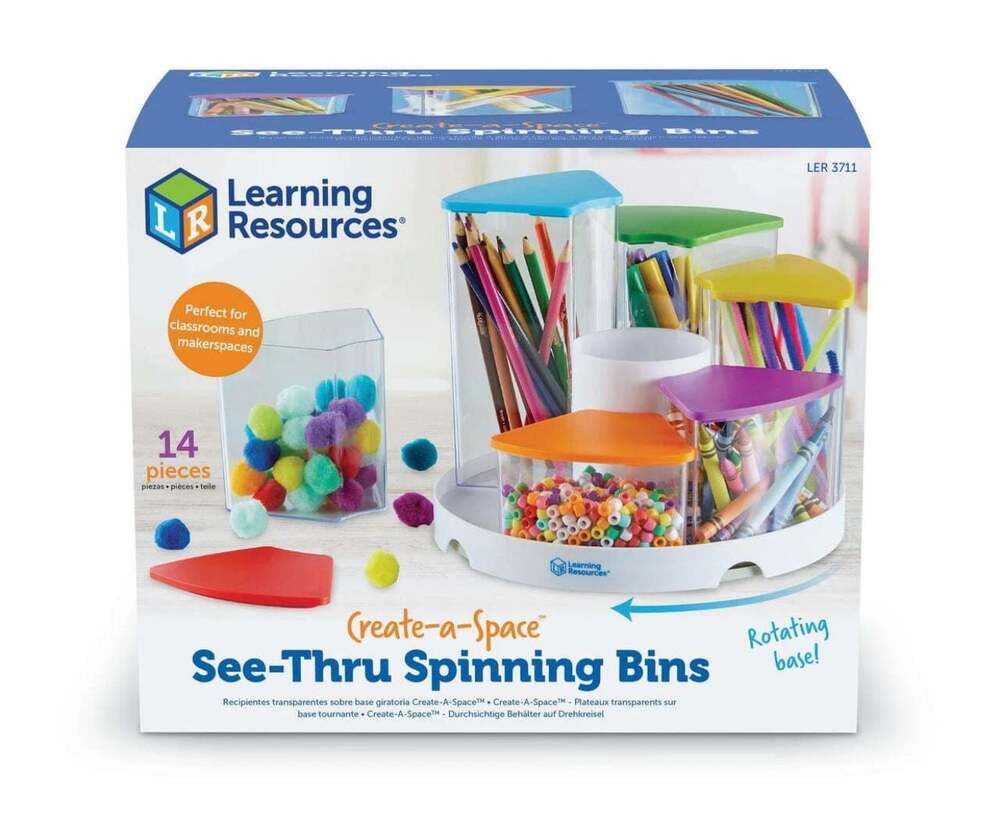 Learning Resources Create-a-Space See-Thru Spinning Bins, 14 Piece Set